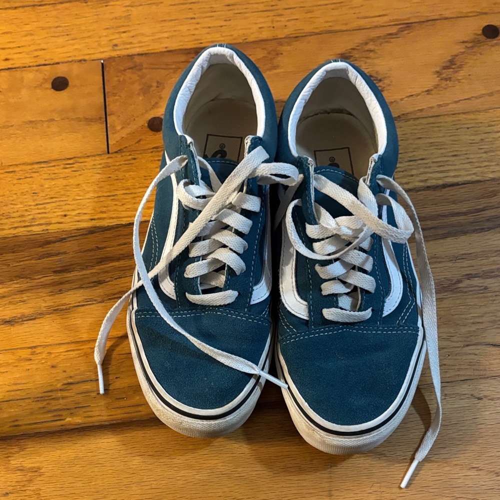 Vans Teal and White Women's Sneakers